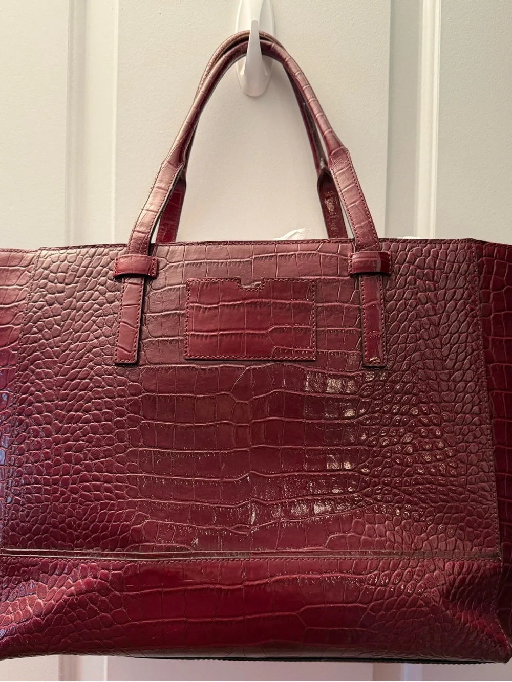 Kate Spade New York Croc Embossed Leather Tote | Deep Red | Large Work Bag